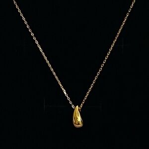 925 Sterling Silver Teardrop Waterdrop  Bead Pendant Necklace 18K